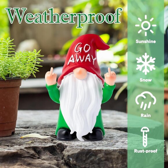 Naughty Gnome Resin Ornament Middle Finger Statue Decoration For Table Topper - Picture 5 of 6